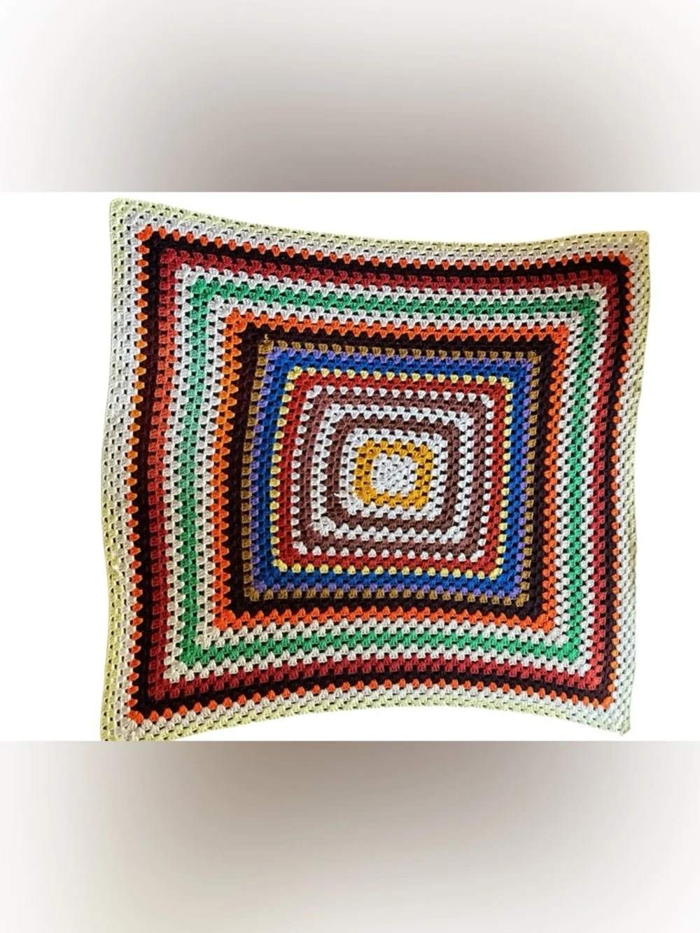 Handmade Multicolor Crochet Granny Square Throw Blanket